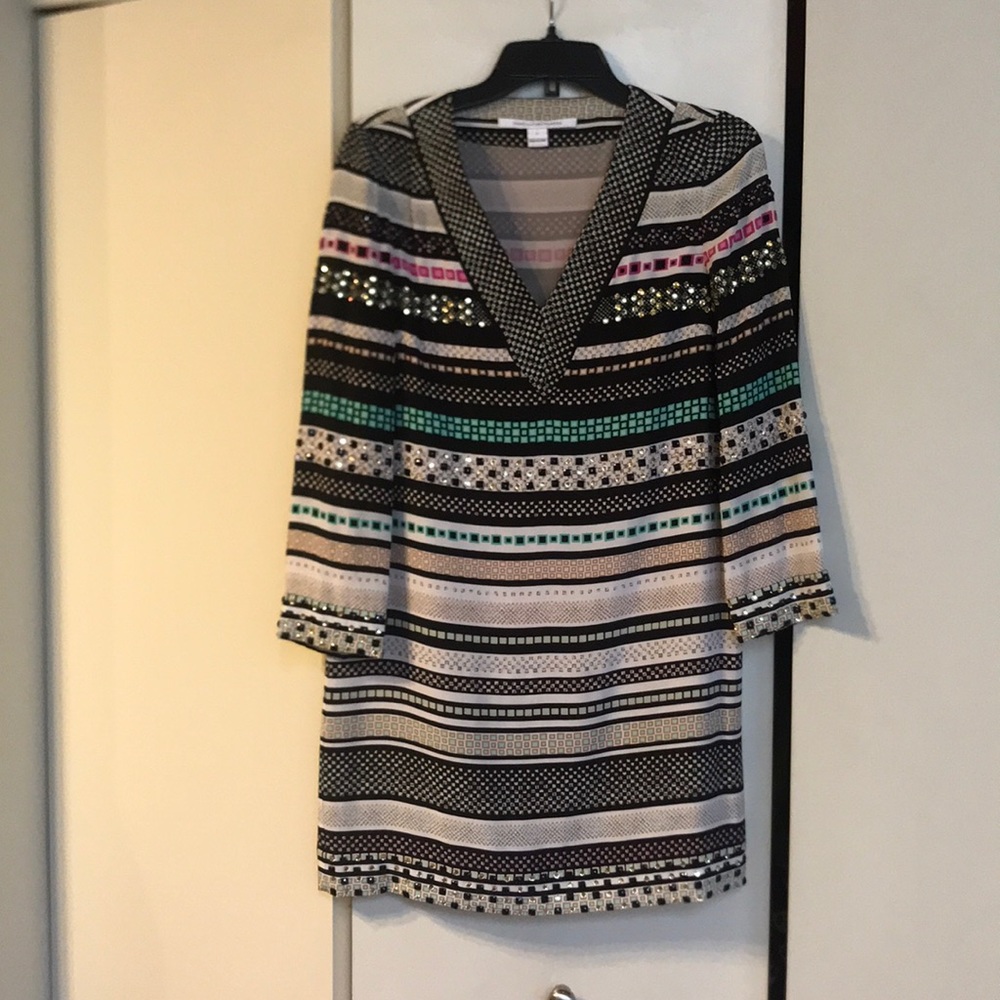 Diane von Furstenberg ruby jeweled dress